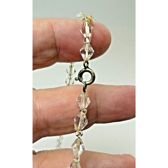Vintage Clear AB Austrian Crystal Necklace & Bracelet Graduated Bicone Diamond - Picture 7 of 7